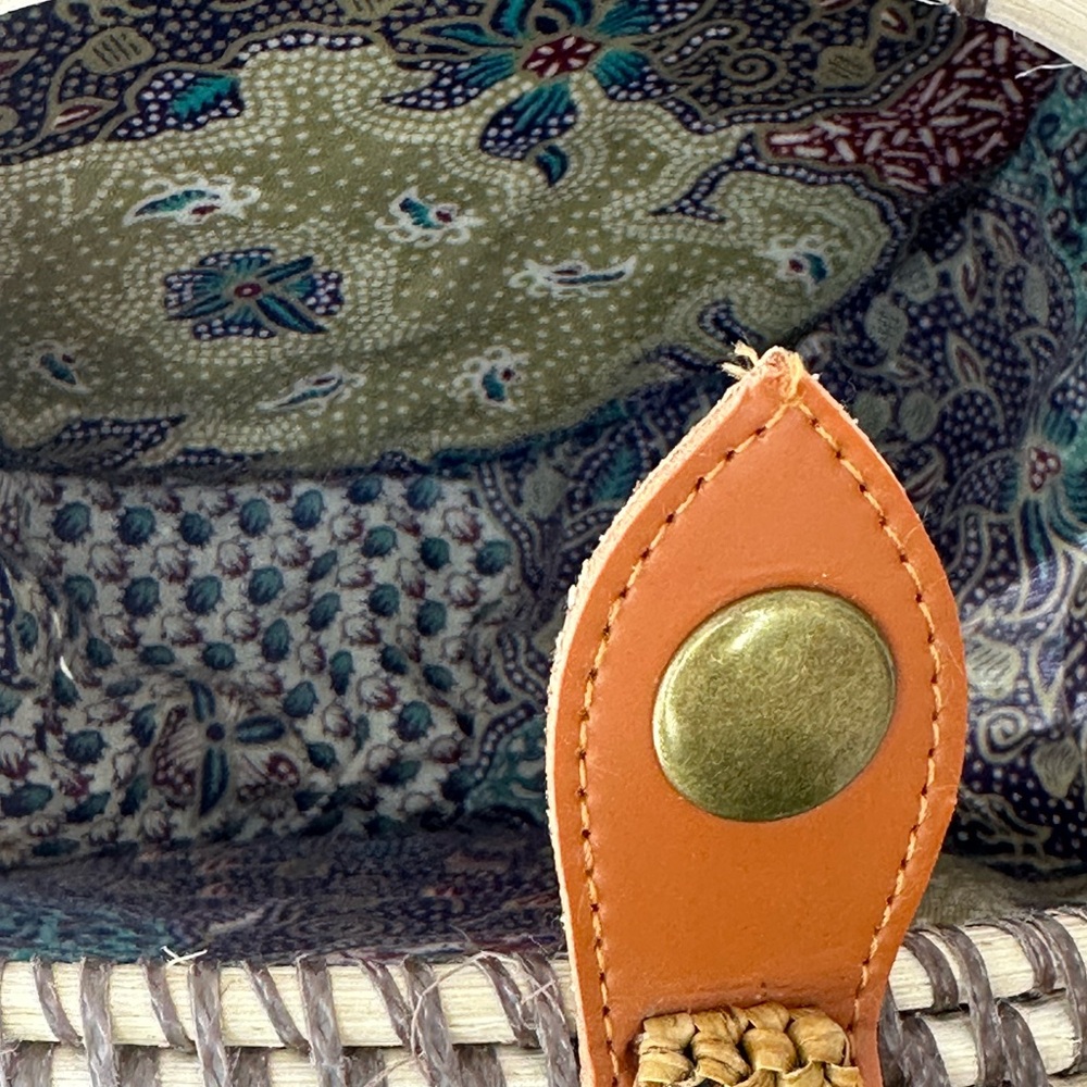 Rattan/Raffia Woven Round Balinese Boho Summer Crossbody Bag - Picture 7 of 8